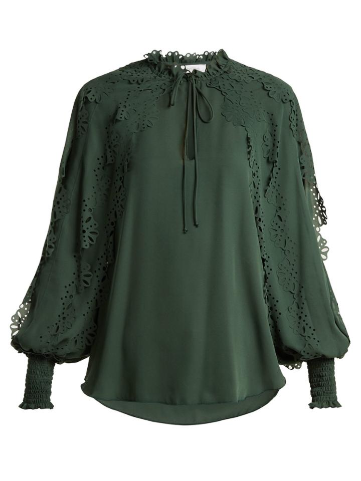 See By Chloé Ruffled-trim Georgette Blouse