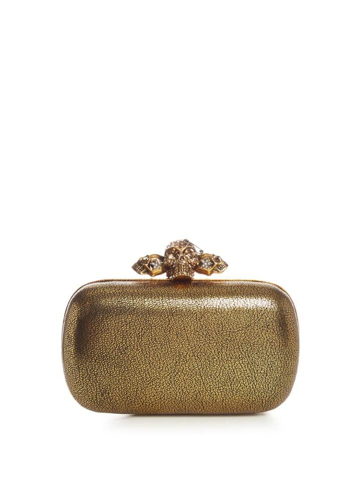 Alexander Mcqueen Piercing Skull Leather Box Clutch