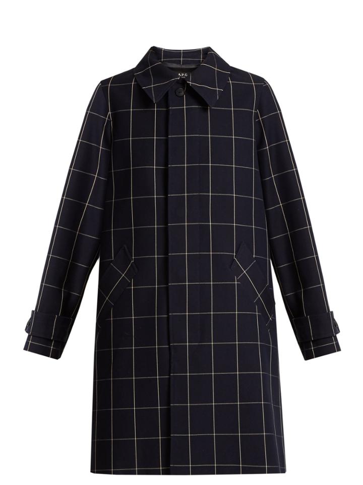 A.p.c. Dinard Checked Cotton-blend Twill Coat