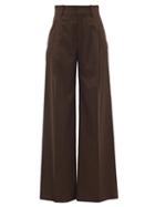Matchesfashion.com Chlo - High-rise Wool-blend Wide-leg Trousers - Womens - Brown