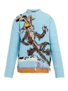 Matchesfashion.com Calvin Klein 205w39nyc - Looney Tunes Reverse Intarsia Wool Sweater - Mens - Multi