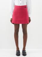 Ganni - Logo Recycled Wool-blend Mini Skirt - Womens - Bright Pink