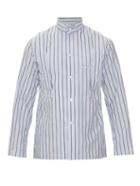 Yohji Yamamoto Stand-collar Striped Cotton-poplin Shirt