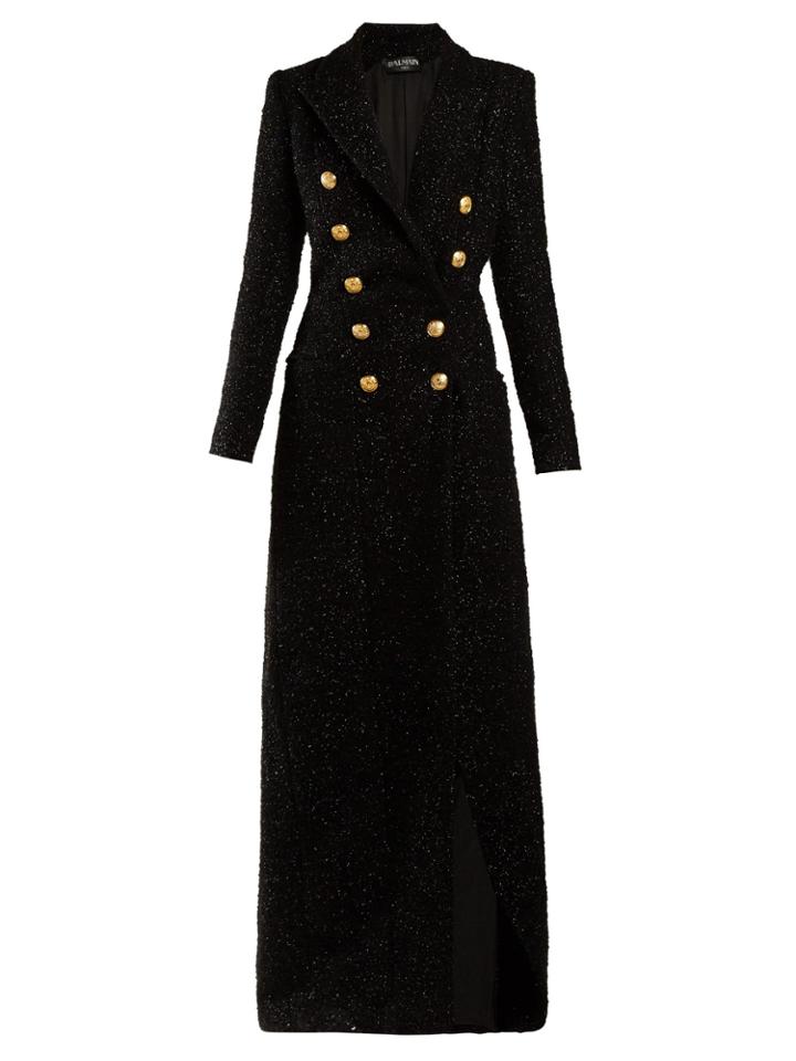 Balmain Double-breasted Wool-blend Tweed Coat