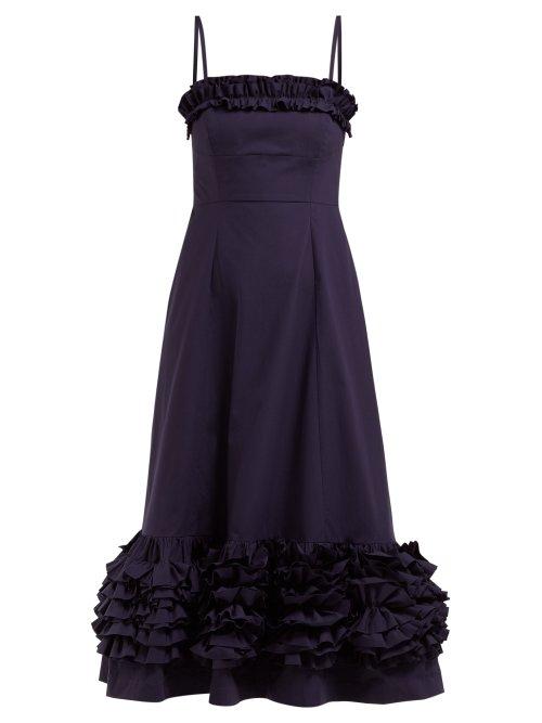 Matchesfashion.com Molly Goddard - Susie Ruffled Cotton Dress - Womens - Navy
