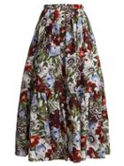 Matchesfashion.com Erdem - Leigh Floral Print Cotton Skirt - Womens - Red Print