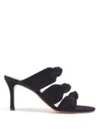 Le Monde Beryl - Knotted-velvet Heeled Sandals - Womens - Black
