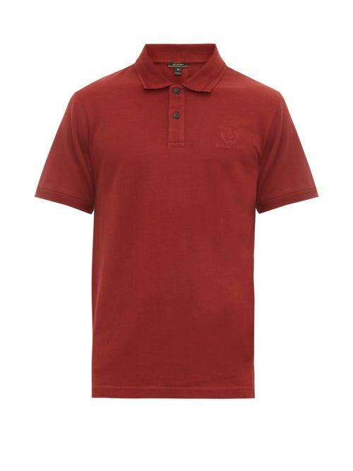 Matchesfashion.com Belstaff - Logo Embroidered Cotton Piqu Polo Shirt - Mens - Burgundy