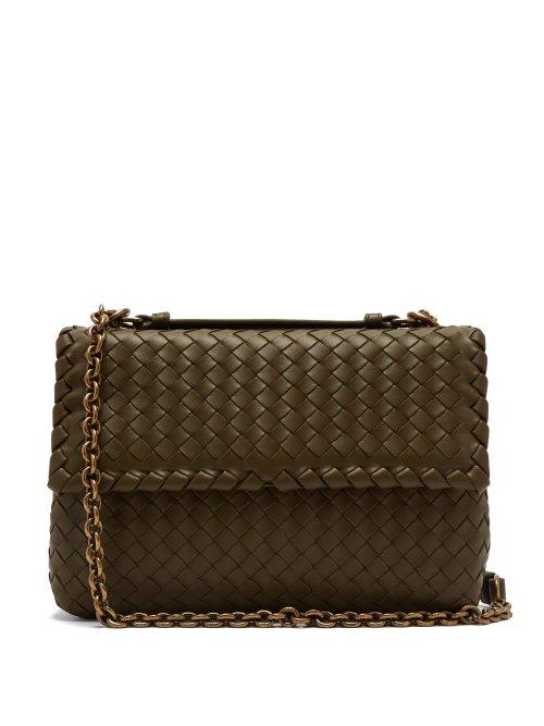 Matchesfashion.com Bottega Veneta - Olimpia Intrecciato Leather Shoulder Bag - Womens - Khaki