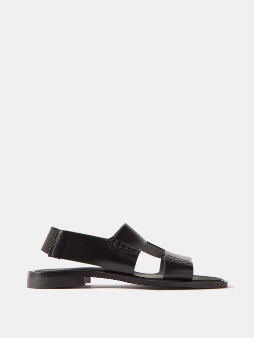 Hereu - Llaut Cutout Leather Sandals - Womens - Black