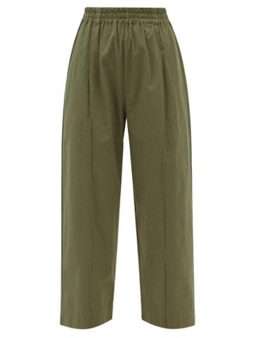 Cawley Studio - Cotton Wide-leg Trousers - Womens - Khaki