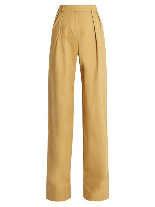 Palmer/harding High-rise Wide-leg Stretch-cotton Twill Trousers