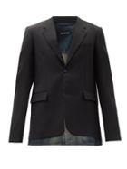 Matchesfashion.com Balenciaga - Single-breasted Denim-hem Wool-blend Jacket - Mens - Black Blue
