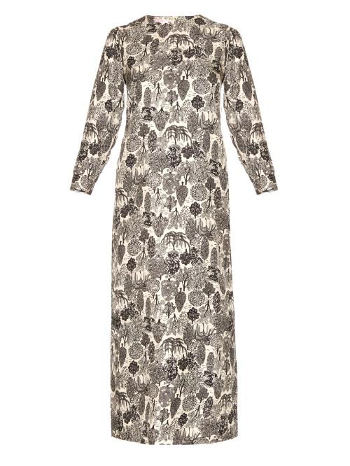 La Doublej Editions Bosco Long-sleeved Silk Maxi Dress