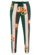 Matchesfashion.com Casablanca - Striped-print Silk-twill Trousers - Mens - Green Multi
