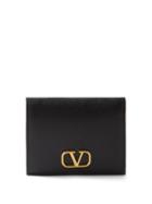 Valentino Garavani - V-logo Grained-leather Wallet - Womens - Black