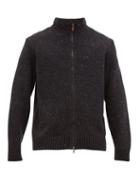 Matchesfashion.com Inis Mein - Chevron Stitched Stand Collar Merino Blend Sweater - Mens - Charcoal