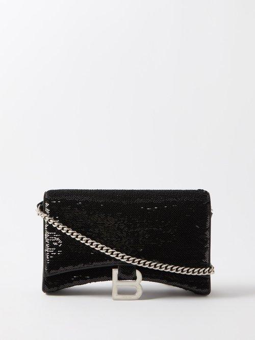 Balenciaga - Hourglass Sequinned Leather Cross-body Bag - Womens - Black