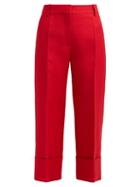 Matchesfashion.com Valentino - Virgin Wool Blend Cropped Trousers - Womens - Red