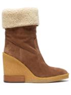 Matchesfashion.com Tod's - Shearling Lined Suede Wedge Boots - Womens - Light Brown