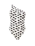 Matchesfashion.com Norma Kamali - Mio Dot Print One Shoulder Swimsuit - Womens - White Black