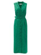 Matchesfashion.com Cefinn - The Spencer Camouflage-jacquard Midi Shirt Dress - Womens - Green