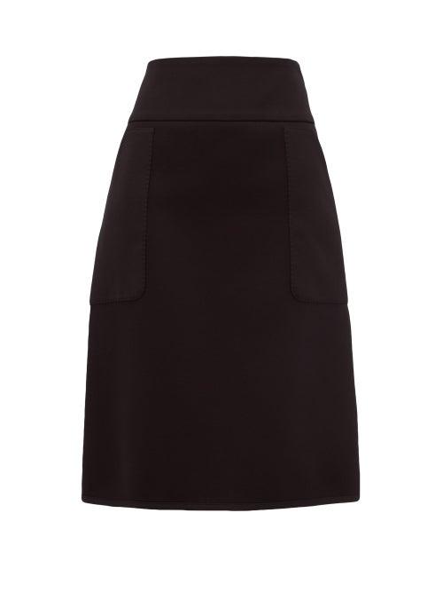 Matchesfashion.com Burberry - Panelled Neoprene Midi Skirt - Womens - Black