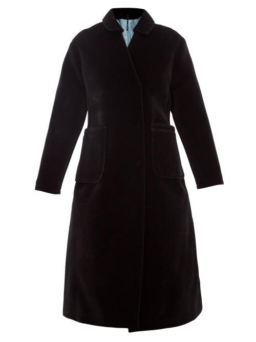 Matchesfashion.com Sara Lanzi - A-line Velvet Coat - Womens - Black
