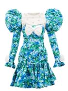 Matchesfashion.com Richard Quinn - Puff-shoulder Crystal-trim Floral-print Dress - Womens - Blue Print