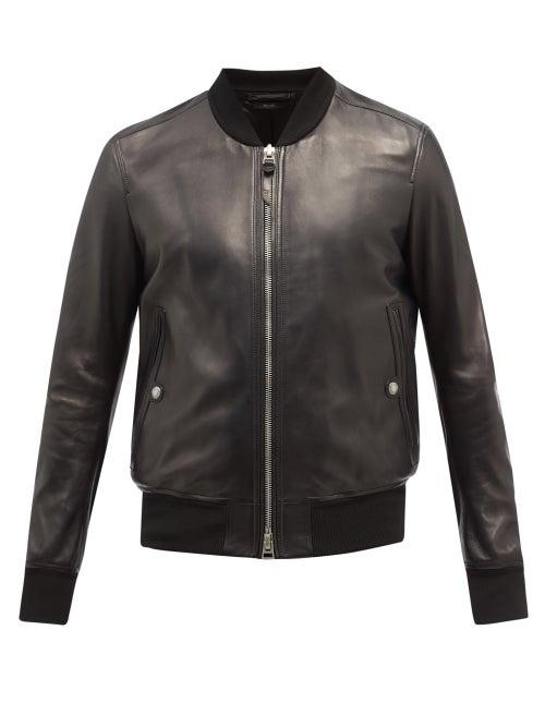 Mens Rtw Tom Ford - Plong-leather Bomber Jacket - Mens - Black