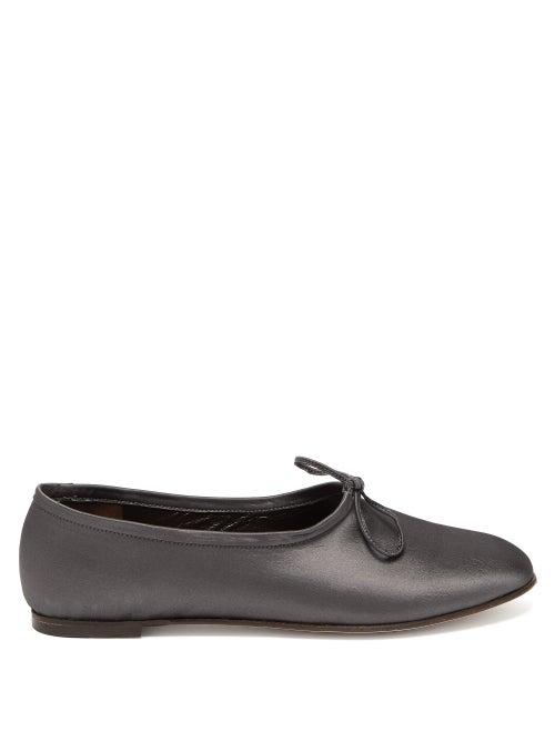 Matchesfashion.com By Far - Agnes Silk Satin Covered High Cut Ballet Flats - Womens - Grey