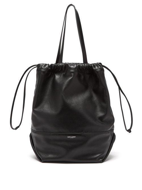 Matchesfashion.com Saint Laurent - Harlem Drawstring Leather Tote Bag - Womens - Black