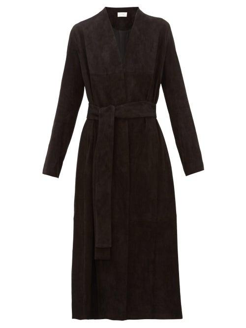 Matchesfashion.com The Row - Luisa Stretch Lambskin Suede Coat - Womens - Black