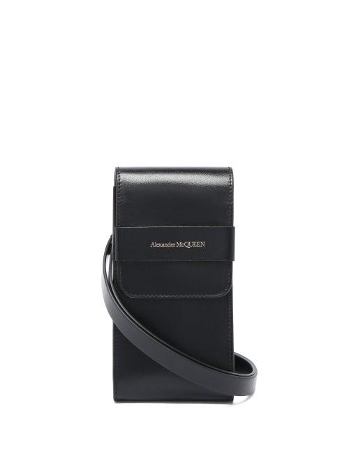 Matchesfashion.com Alexander Mcqueen - Foiled-logo Leather Pouch - Mens - Black