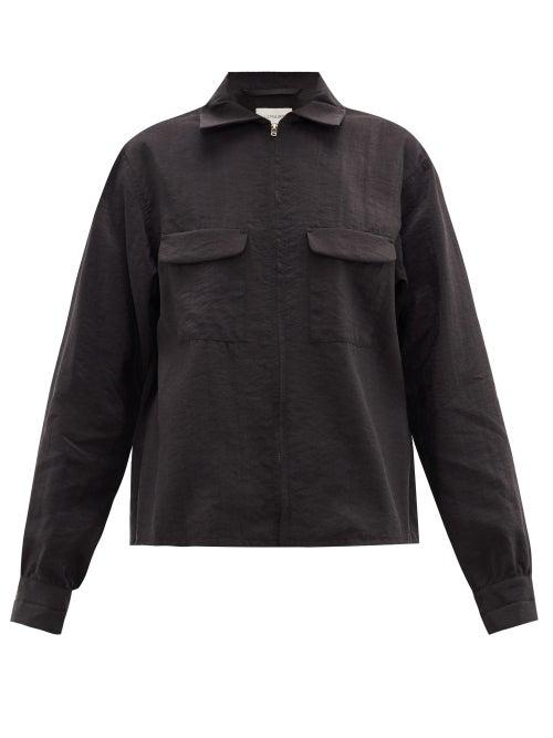 Matchesfashion.com Lemaire - Flap-pocket Silk-blend Shirt - Womens - Black