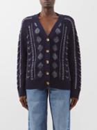 La Ligne - Jean-luc Cable-knit Merino Cardigan - Womens - Navy Cream