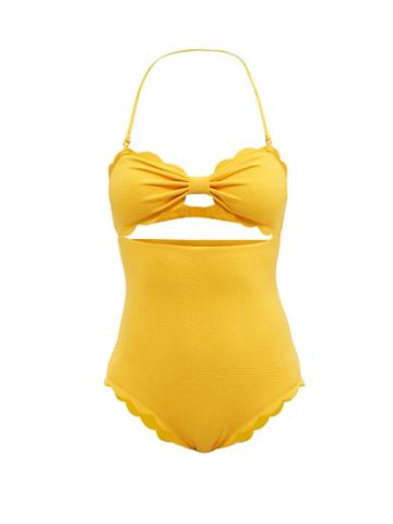 Ladies Beachwear Marysia - Antibes Scalloped Recycled-fibre Swimsuit - Womens - Orange