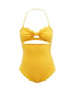 Ladies Beachwear Marysia - Antibes Scalloped Recycled-fibre Swimsuit - Womens - Orange