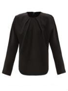 Totme - Gathered-neck Crepe Blouse - Womens - Black