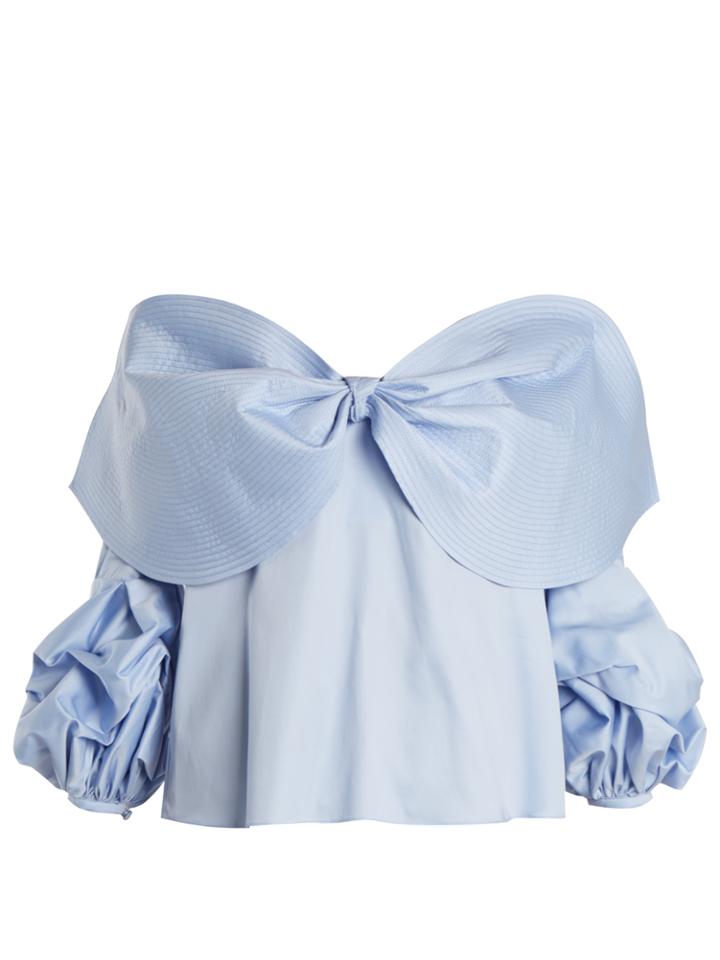 Johanna Ortiz Caravan Off-the-shoulder Bow-detail Cotton Top