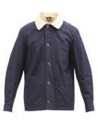 A.p.c. - Dorian Shearling-collar Cotton-blend Jacket - Mens - Dark Navy