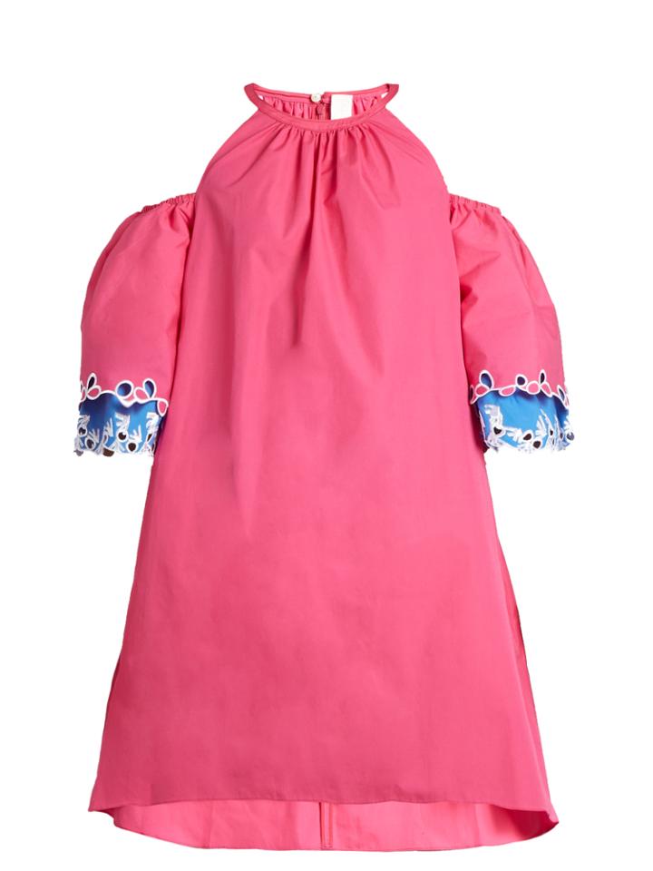 Peter Pilotto Embroidered Cut-out Shoulder Cotton Dress