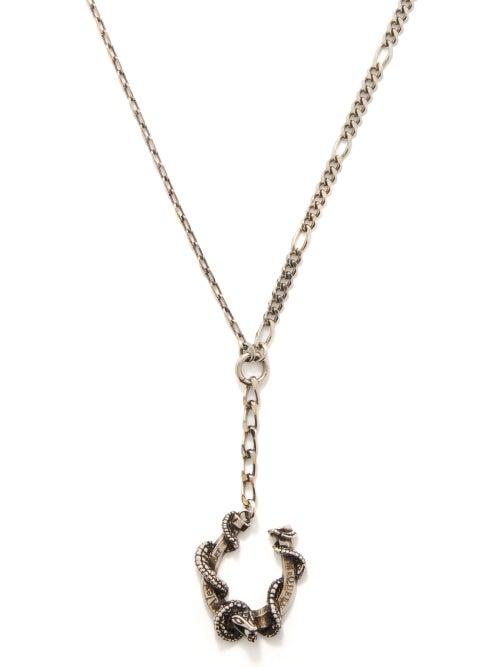 Alexander Mcqueen - Snake And Horseshoe Chain Necklace - Mens - Silver
