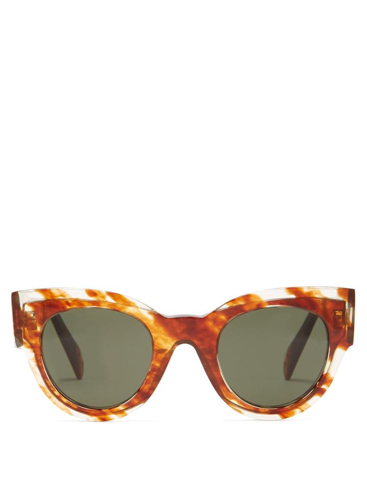 Céline Eyewear Striped Cognac Havana Cat-eye Acetate Sunglasses