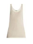 Matchesfashion.com Saint Laurent - Scoop Neck Cotton Blend Tank Top - Womens - Ivory