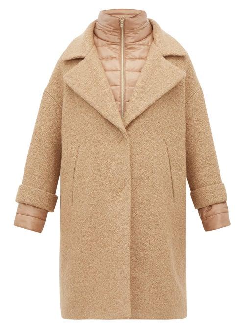 Matchesfashion.com Herno - Gilet Insert Boucl Wool Blend Coat - Womens - Camel