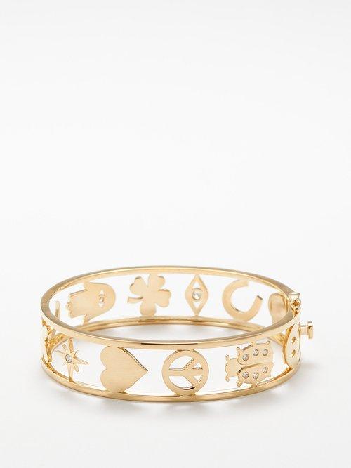 Sydney Evan - Icon Diamond & 14kt Gold Bangle - Womens - Gold Multi