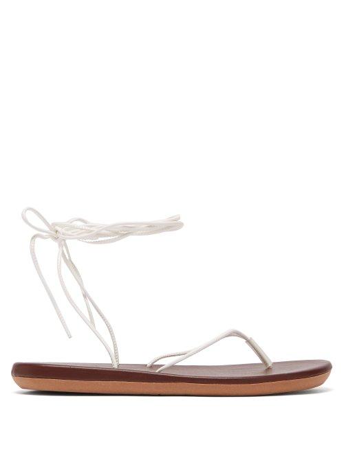 Matchesfashion.com Ancient Greek Sandals - Spaghetti Wrap Around Sandals - Womens - Brown White