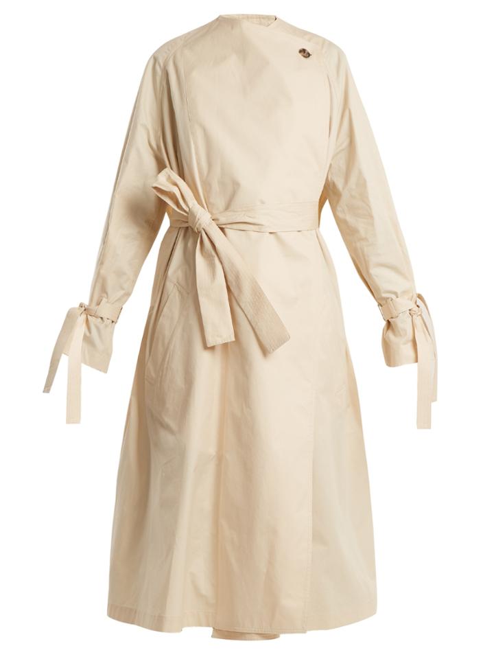 Jw Anderson Oversized High-neck Tie-waist Cotton Trench Coat