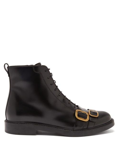 Matchesfashion.com Tod's - Double-buckle Leather Military Boots - Womens - Black
